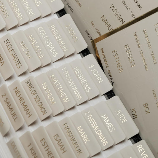 UPAFEXXI-Bible Tabs with Book Summaries, 3D Gold Foil Embossed Lettering