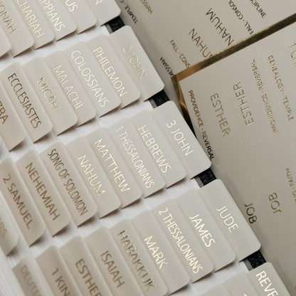 UPAFEXXI-Bible Tabs with Book Summaries, 3D Gold Foil Embossed Lettering