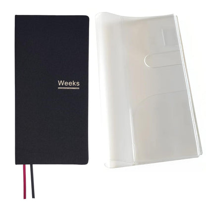 Undated Weekly Planner Notebook Pocket Organizer Appointment Book Journal Notebook A6 Week Plan Notepad (Beige with cover)