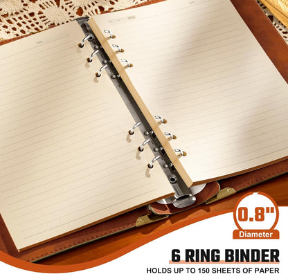 Ovesmusl Sunflower PU Leather A5 Binder 6 Ring Refillable Journal Cover