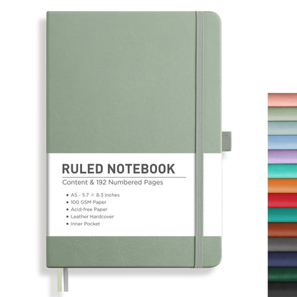 RETTACY Lined Journal Notebook, 192 Numbered Pages, A5 Size (5.7'' x 8.3'')