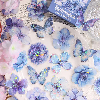 Doraking 60 Pieces Glitter Shiny Flower Stickers for Journaling Art Crafts