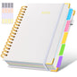 Hardcover Spiral Notebook journal with Removable Dividers Tabs, 300 Pages Leather 5 Subject Notebook College Ruled, 8"x10" Large B5 Notebooks for Work School Note taking, Lined Journal for Women,Pink