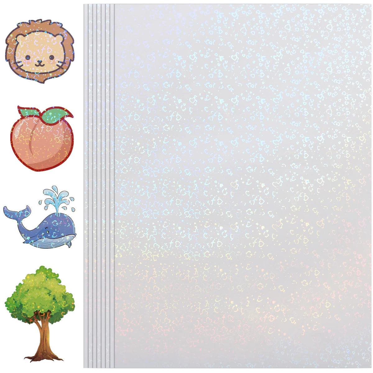 36 Sheets Holographic Laminate Sheets Clear Self Adhesive Sticker Paper