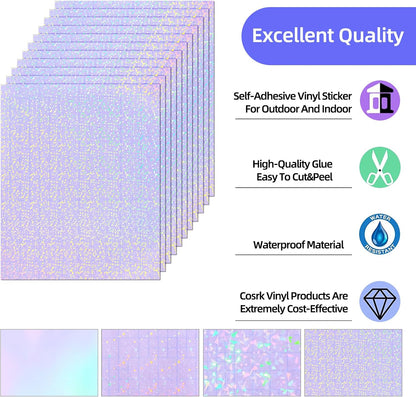 36 Sheets Holographic Laminate Sheets Clear Self Adhesive Sticker Paper