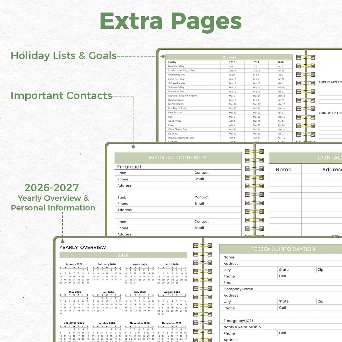 Oucaru Undated Weekly Planner A5, 52-Week Goal & Habit Tracker Notebook