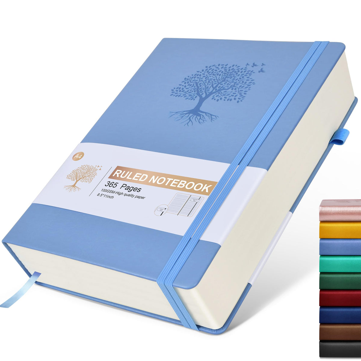 Lined Journal Notebook -365 Pages A5 Thick Journals for Writing Ruled Notebook, Hardcover Leather Journal for Women Men Daily Journal Notebook for Work, Note Taking, 100Gsm Lined Paper( 5.75'' X 8.38'' Green)