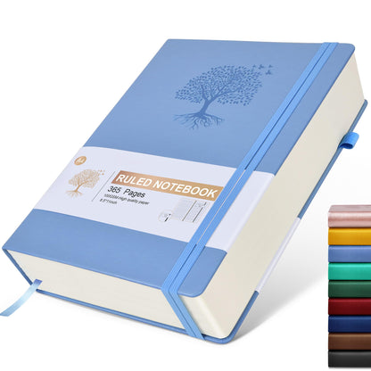 Lined Journal Notebook -365 Pages A5 Thick Journals for Writing Ruled Notebook, Hardcover Leather Journal for Women Men Daily Journal Notebook for Work, Note Taking, 100Gsm Lined Paper( 5.75'' X 8.38'' Green)