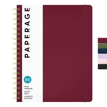 PAPERAGE Lined Spiral Journal Notebook, (Whimsical Garden), 160 Pages, Hardcover Journal for Women & Men, Medium 5.5 in x 8 in - 100 GSM, Thick Paper, Spiral Notebook for Work, School & Journaling