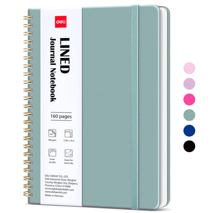 deli Pink Lined Spiral Journal Notebook, 160 Pages, A5 (5.5"x8") Hardcover Writing Notebook, College Ruled Spiral Bound Journal for Women & Men - Perfect for Work, School, Office & Note Taking