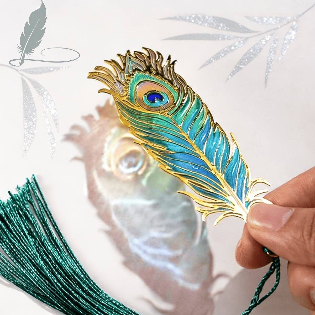 Authentic Chinese-style Metal Translucent Peacock Feather, Blue Feather, Pink Feather, and Red-Golden Feather Bookmarks. A High-end Artistic Gift with Flowing Light and Shadow, Featuring Colorful Semi-transparent Exquisite Hollow-out Designs. Elegant