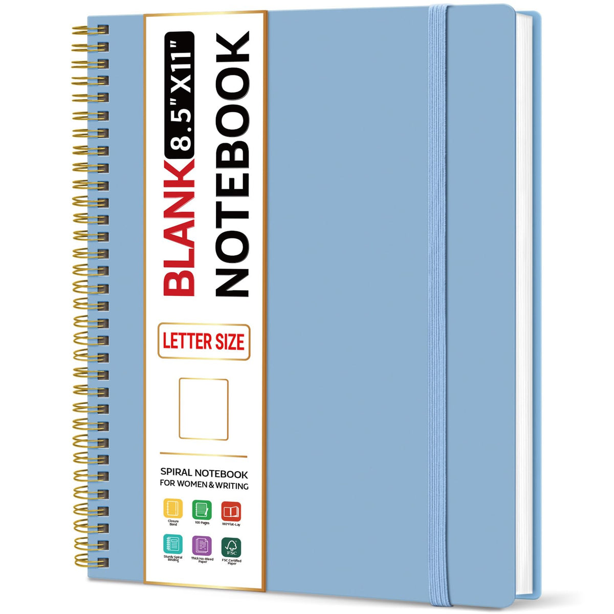 Taja Large Spiral Lined Notebook for Work, Journal for Women & Men