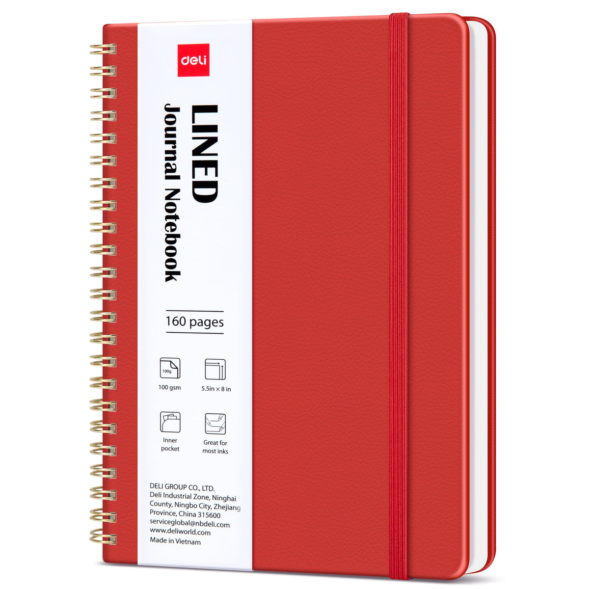 deli Pink Lined Spiral Journal Notebook, 160 Pages, A5 (5.5"x8") Hardcover Writing Notebook, College Ruled Spiral Bound Journal for Women & Men - Perfect for Work, School, Office & Note Taking