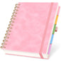 Hardcover Lined Spiral Notebook with Removable Dividers Leather Bound Black