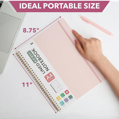 Mr. Pen- Lined Spiral Journal Notebook, 8.5"x11", 100 Pages, Blush