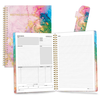 SUNEE Half Meeting Half Note - 7.5"x10" Professional Notebooks for Work - 160 Pages, B5 Size Project Planner, Spiral Meeting Agenda/Minutes Organizer for Women Men, Note Taking, Office & Business