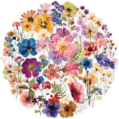 Transparent Flora Scrapbook Stickers Aesthetic Flowers Stickers(50)