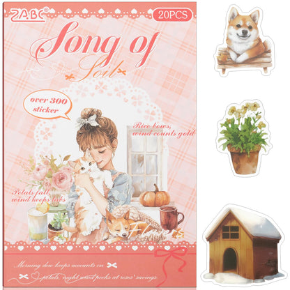 Life's Little Scenes Series Sticker Scrapbooking Supplies for Junk Journal, 24 Sheets PET Stickers - Vintage Journaling Stickers