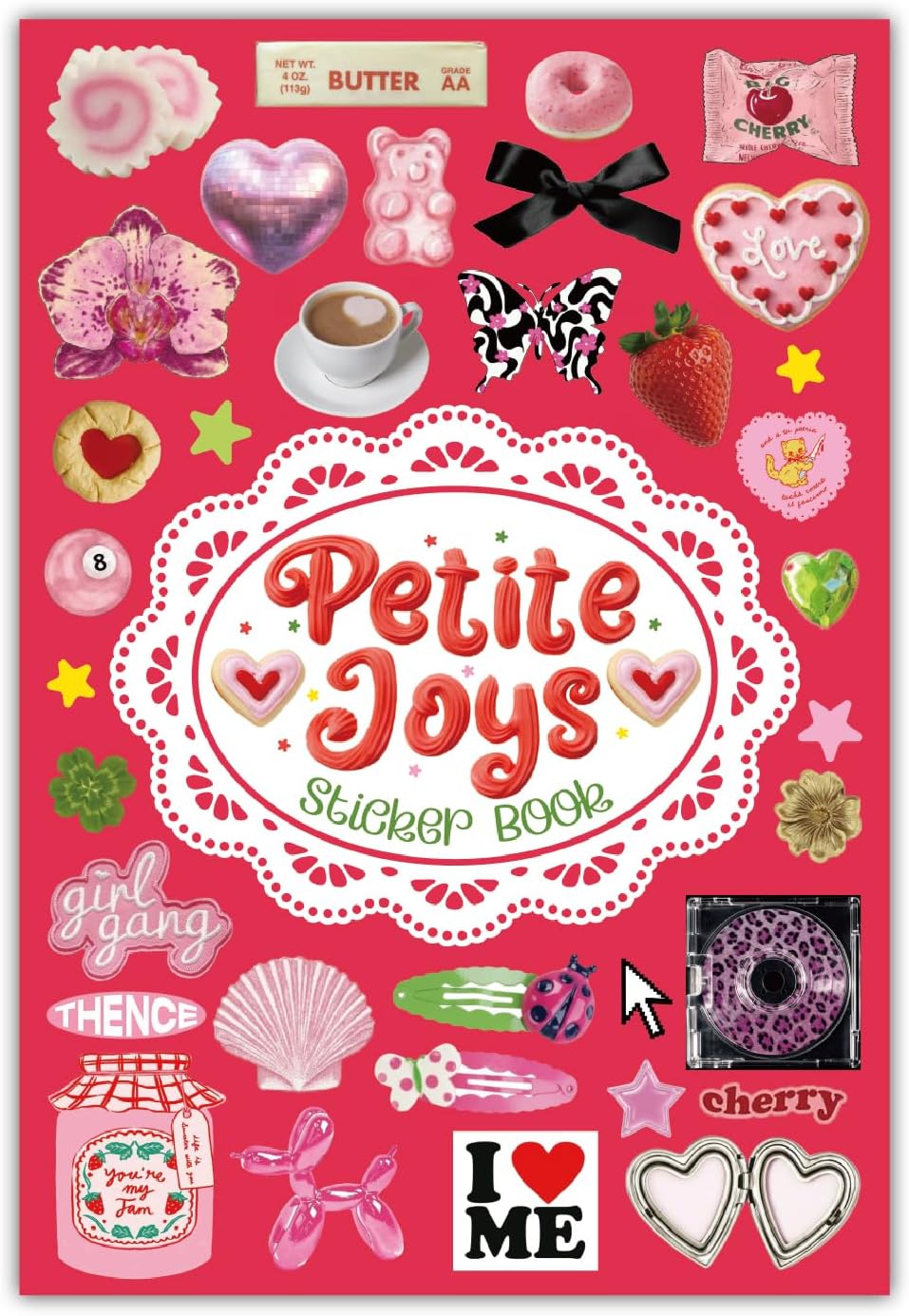 PRSTINCOL Sweetheart Vintage Style Sticker Book, 30 Pages of Aesthetic Stickers for Journaling Adults, Cute Retro Floral and Love Ephemera, 8.3 by 5.5 Inches, Over 550 Pieces