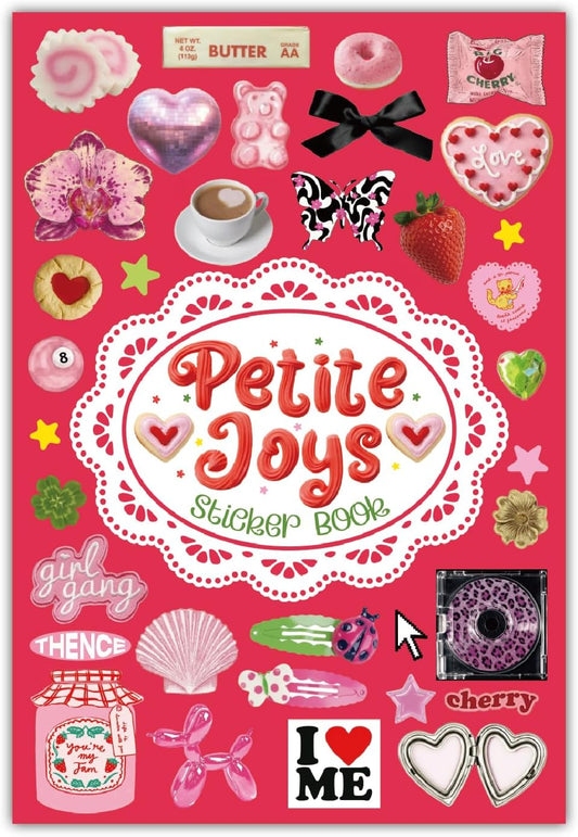 PRSTINCOL Sweetheart Vintage Style Sticker Book, 30 Pages of Aesthetic Stickers for Journaling Adults, Cute Retro Floral and Love Ephemera, 8.3 by 5.5 Inches, Over 550 Pieces
