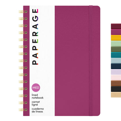 PAPERAGE Lined Spiral Journal Notebook, (Whimsical Garden), 160 Pages, Hardcover Journal for Women & Men, Medium 5.5 in x 8 in - 100 GSM, Thick Paper, Spiral Notebook for Work, School & Journaling