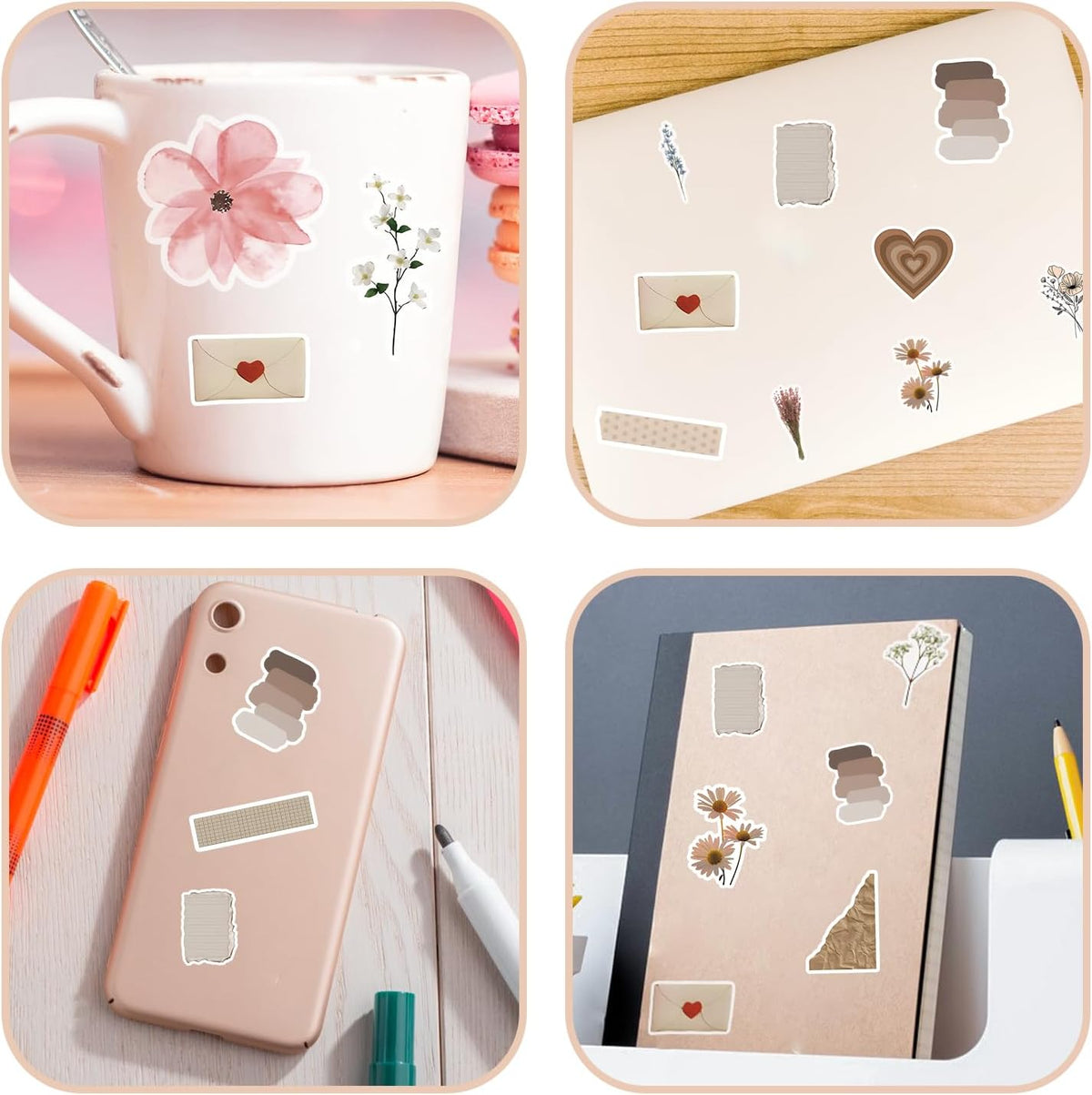 120 Pcs Vintage Aesthetic Stickers, Scrapbook Supplies