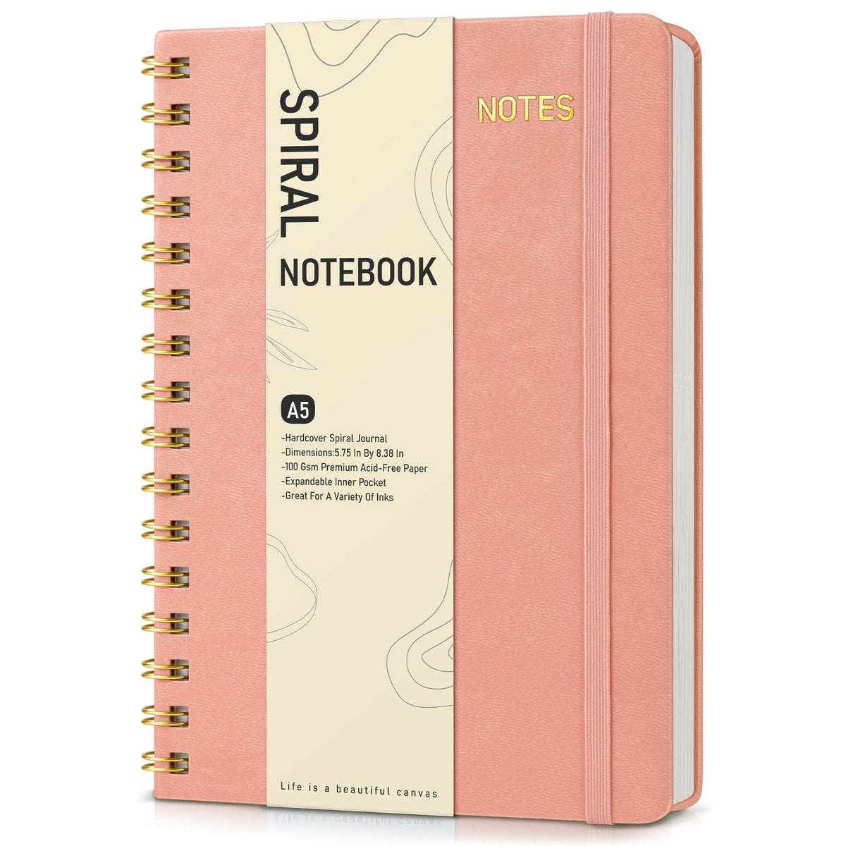 Lined Spiral Journal Notebook, A5 Hardcover Spiral Journals for Women Men, 150 Numbered Pages Spiral Bound Notebook, 100 GSM College Ruled Notebooks for Work, Note Taking 5.75" x 8.38", Olive Green
