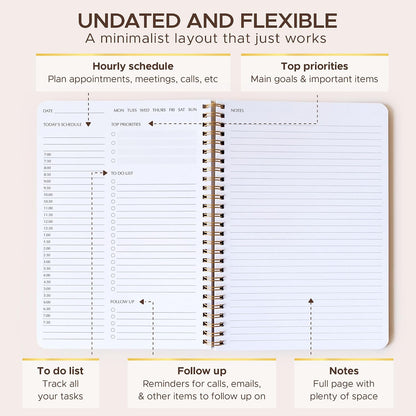 Simple Daily Planner Undated & To Do List Notebook for Work - Terracotta