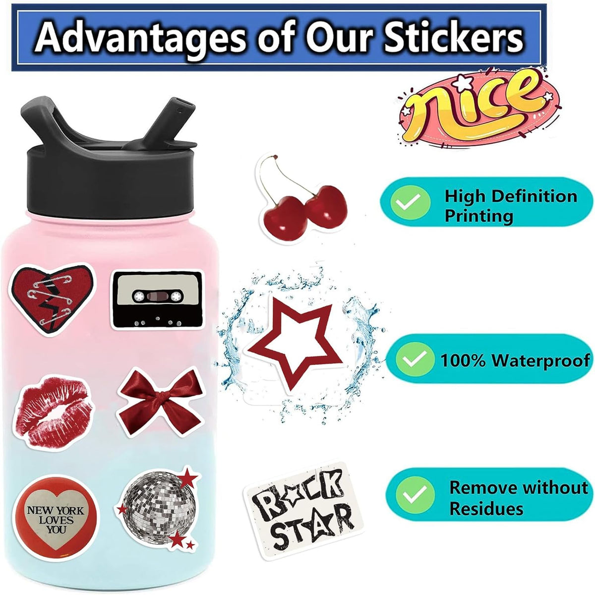 Aesthetic Downtown Girls Stickers Pack Trendy Y2K Stickers(50)