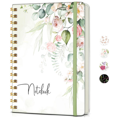 Lined Spiral Journal Notebook, A5 Hardcover Spiral Journals for Women Men, 150 Numbered Pages Spiral Bound Notebook, 100 GSM College Ruled Notebooks for Work, Note Taking 5.75" x 8.38", Olive Green