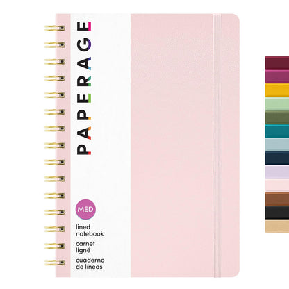 PAPERAGE Lined Spiral Journal Notebook, (Whimsical Garden), 160 Pages, Hardcover Journal for Women & Men, Medium 5.5 in x 8 in - 100 GSM, Thick Paper, Spiral Notebook for Work, School & Journaling