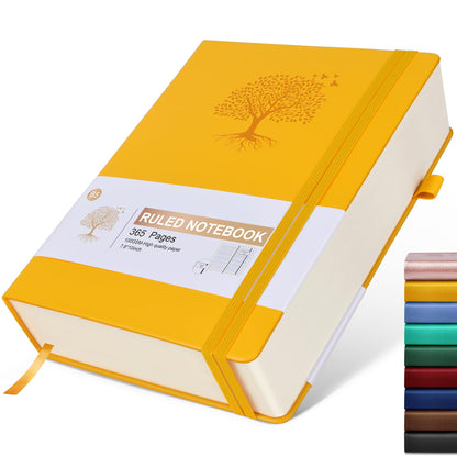 Lined Journal Notebook -365 Pages A5 Thick Journals for Writing Ruled Notebook, Hardcover Leather Journal for Women Men Daily Journal Notebook for Work, Note Taking, 100Gsm Lined Paper( 5.75'' X 8.38'' Green)