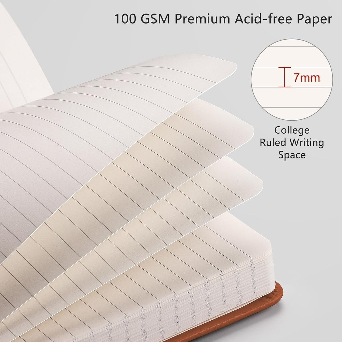 RETTACY Lined Journal Notebook, 192 Numbered Pages, A5 Size (5.7'' x 8.3'')