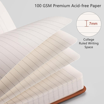 RETTACY Lined Journal Notebook, 192 Numbered Pages, A5 Size (5.7'' x 8.3'')