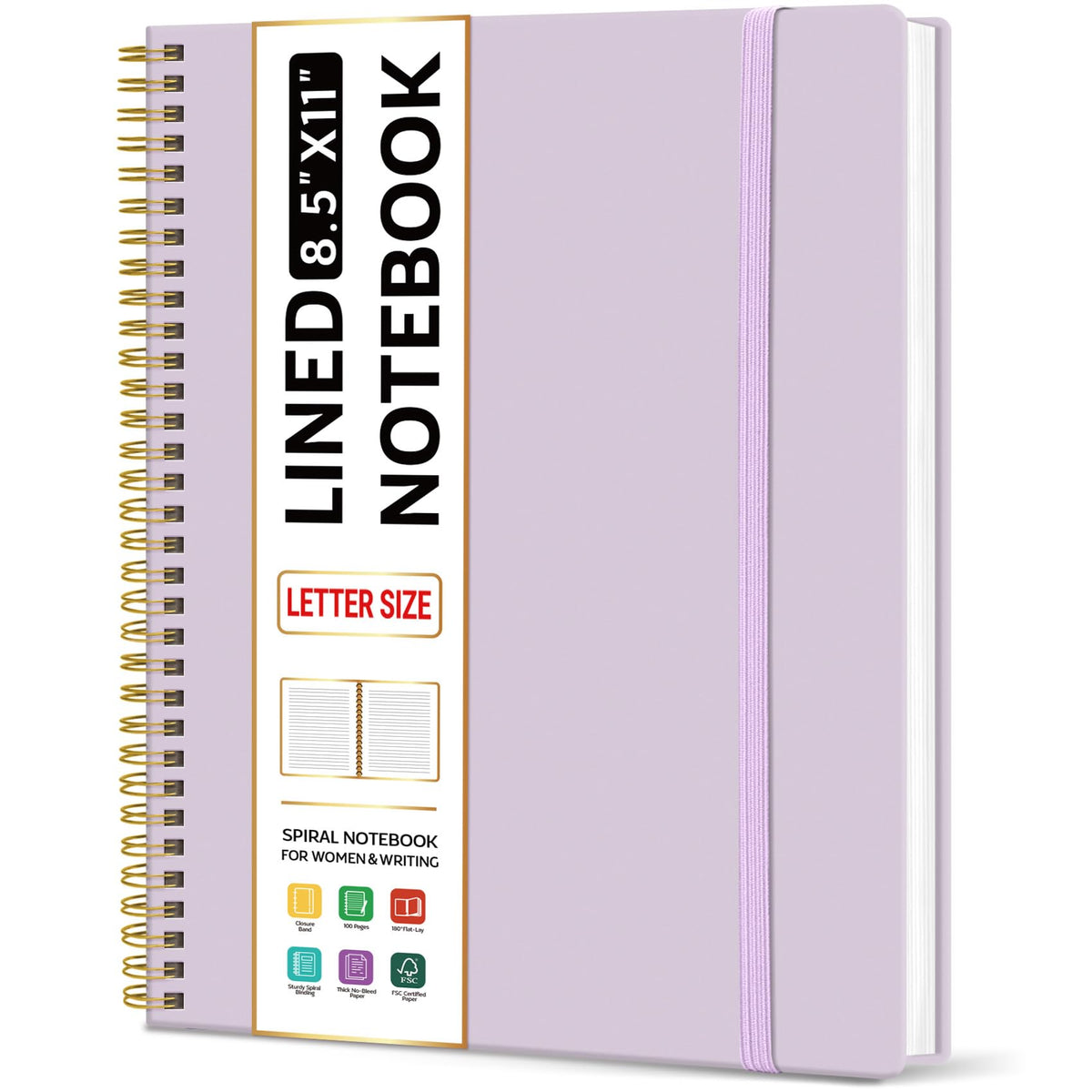 Taja Large Spiral Lined Notebook for Work, Journal for Women & Men