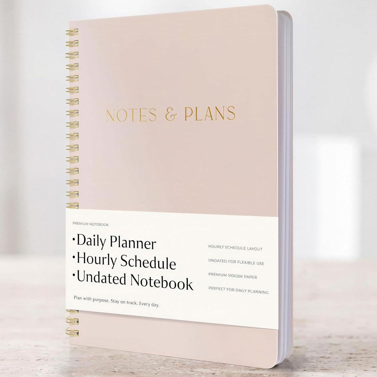 Beautiful Daily Planner And Notebook With Hourly Schedule - Spiral Notebook
