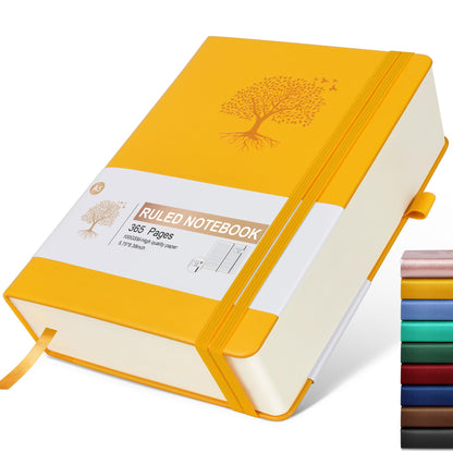 Lined Journal Notebook -365 Pages A5 Thick Journals for Writing Ruled Notebook, Hardcover Leather Journal for Women Men Daily Journal Notebook for Work, Note Taking, 100Gsm Lined Paper( 5.75'' X 8.38'' Green)