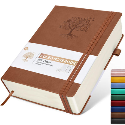 Lined Journal Notebook -365 Pages A5 Thick Journals for Writing Ruled Notebook, Hardcover Leather Journal for Women Men Daily Journal Notebook for Work, Note Taking, 100Gsm Lined Paper( 5.75'' X 8.38'' Green)