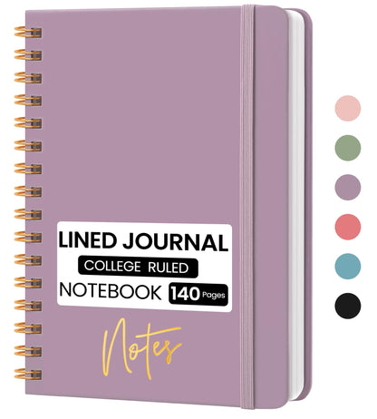 Lined Spiral Journal Notebook, A5 College Ruled Notebook for Note-Taking