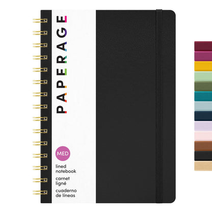 PAPERAGE Lined Spiral Journal Notebook, (Whimsical Garden), 160 Pages, Hardcover Journal for Women & Men, Medium 5.5 in x 8 in - 100 GSM, Thick Paper, Spiral Notebook for Work, School & Journaling