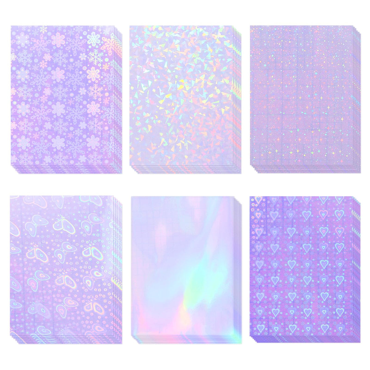 36 Sheets Holographic Laminate Sheets Clear Self Adhesive Sticker Paper