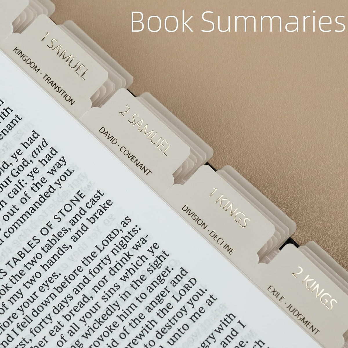 UPAFEXXI-Bible Tabs with Book Summaries, 3D Gold Foil Embossed Lettering