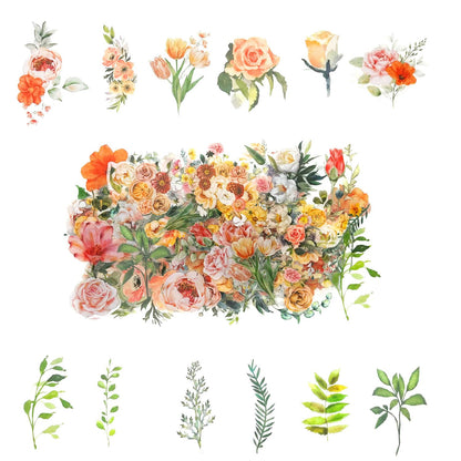 100 Pcs Daisy Camellia Stickers, White Flower Stickers for Scrapbooking Junk Journal Notebook Diary Planner Letter Envelope Water Bottle Phone Case Craft Decoration, 50 Patterns