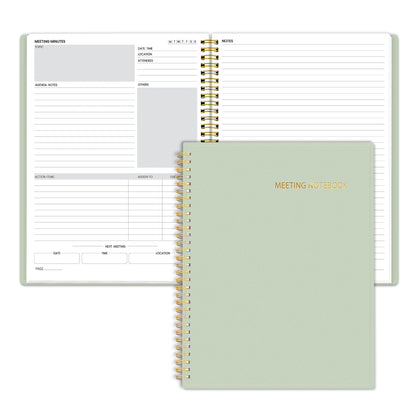 SUNEE Half Meeting Half Note - 7.5"x10" Professional Notebooks for Work - 160 Pages, B5 Size Project Planner, Spiral Meeting Agenda/Minutes Organizer for Women Men, Note Taking, Office & Business
