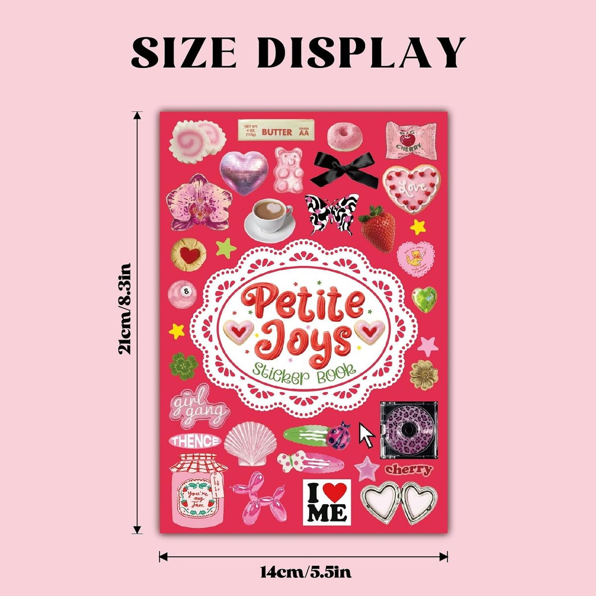 PRSTINCOL Sweetheart Vintage Style Sticker Book, 30 Pages of Aesthetic Stickers for Journaling Adults, Cute Retro Floral and Love Ephemera, 8.3 by 5.5 Inches, Over 550 Pieces