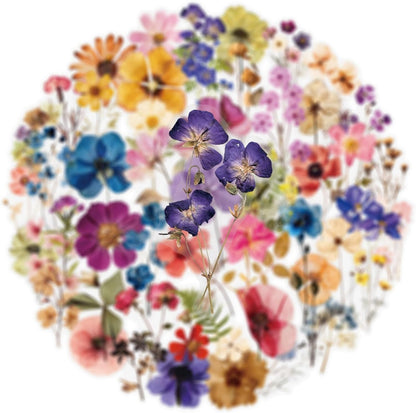 Transparent Flora Scrapbook Stickers Aesthetic Flowers Stickers(50)