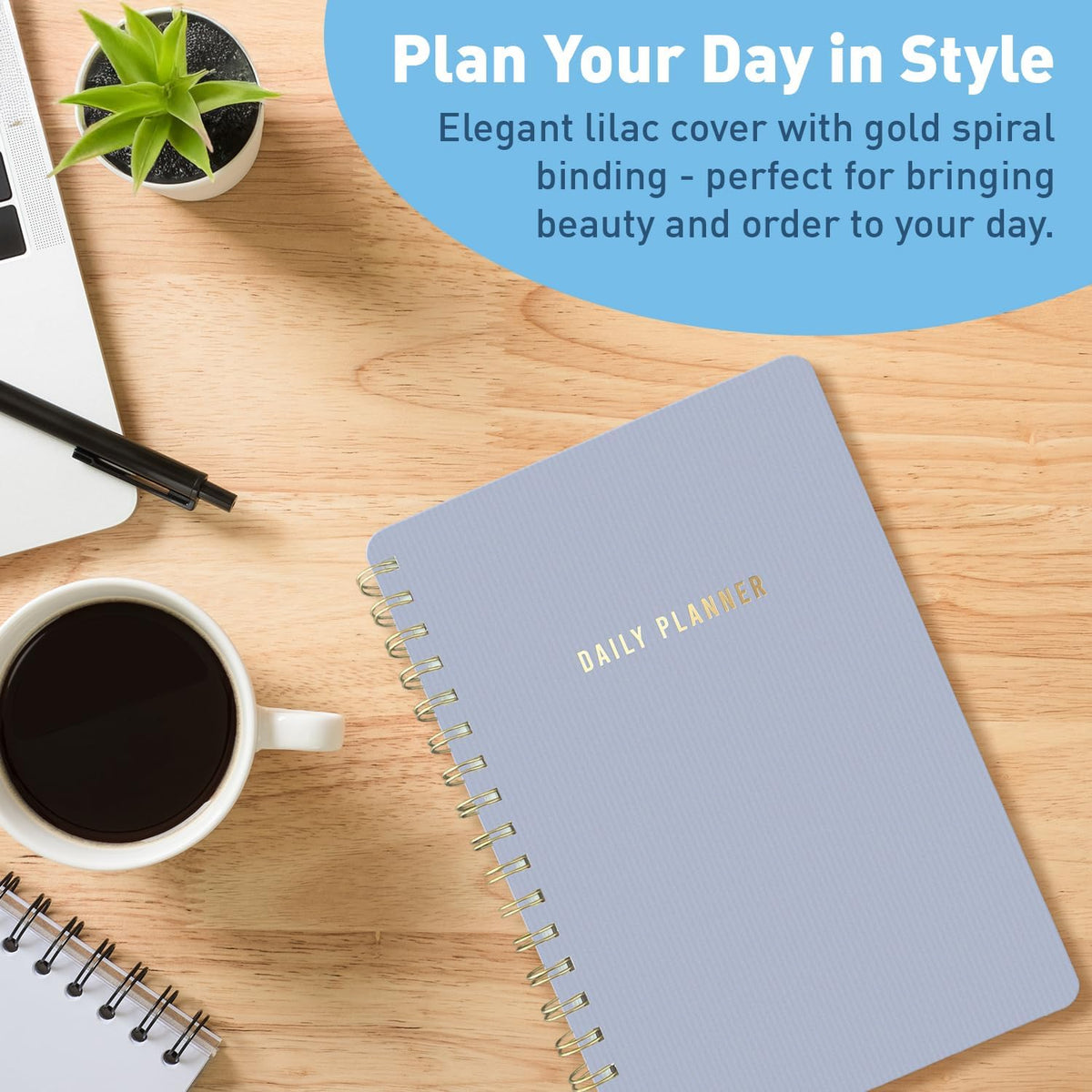 Sweetzer & Orange Daily Planner Notebook – Undated Two-Page Daily Layout with Hourly Schedule, To-Do List, Priorities, and Notes – 6.5" x 9.5" Spiral Bound Productivity Organizer – 160 Pages