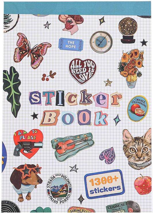 Girl's Korean Sticker Book, Food and Daily Life Theme - 1300+ Cute Dream Style Foodie Stickers, for DIY Scrapbooking Journaling Handbook Decoration Blue