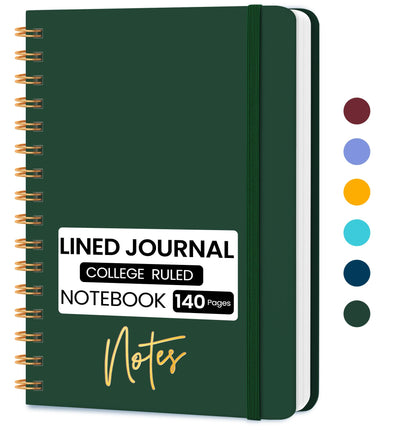 Lined Spiral Journal Notebook, A5 College Ruled Notebook for Note-Taking