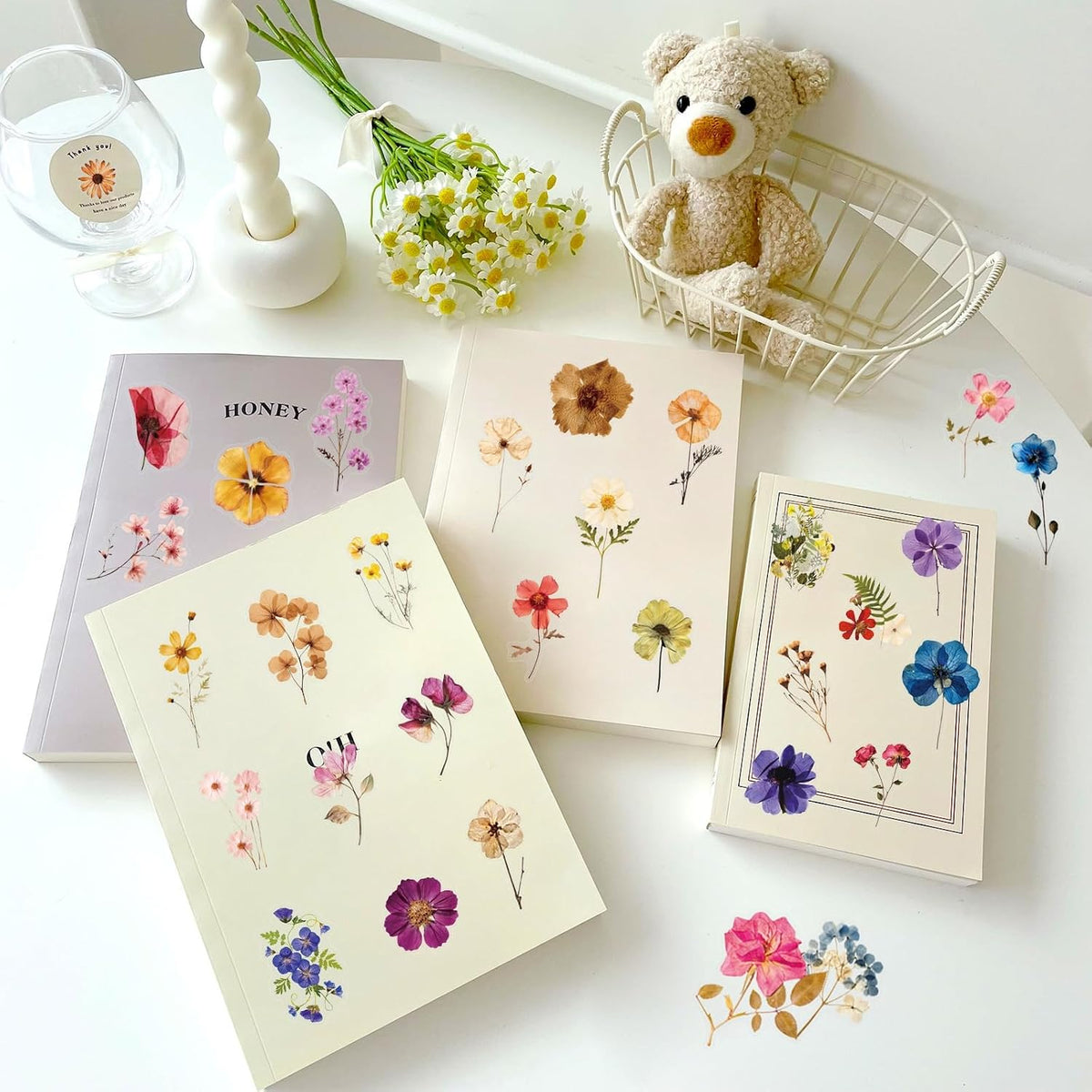 Transparent Flora Scrapbook Stickers Aesthetic Flowers Stickers(50)